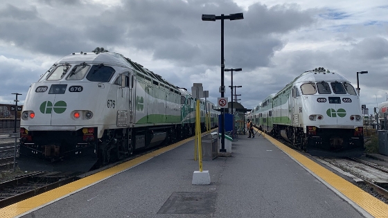 2 Trains at a Go Station.